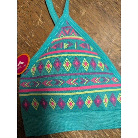Maidenform Girl Seam Free Padded Training Bra Girls Large Teal Tribal #J4218 nwt - Picture 4 of 4